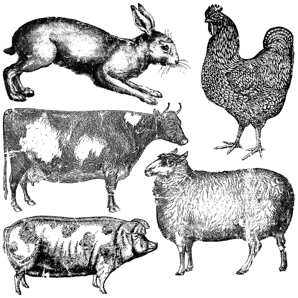 Farm Animals 12 x 12 IOD Stamp